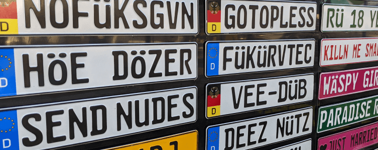Custom European Plates on display at my car show booth across the USA