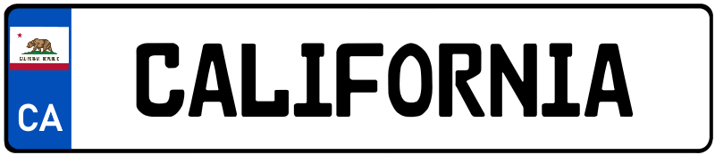 California Style European License Plate