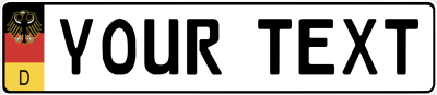 A custom license plate with a black frame displaying the text 'EUROPEAN PLATE'.